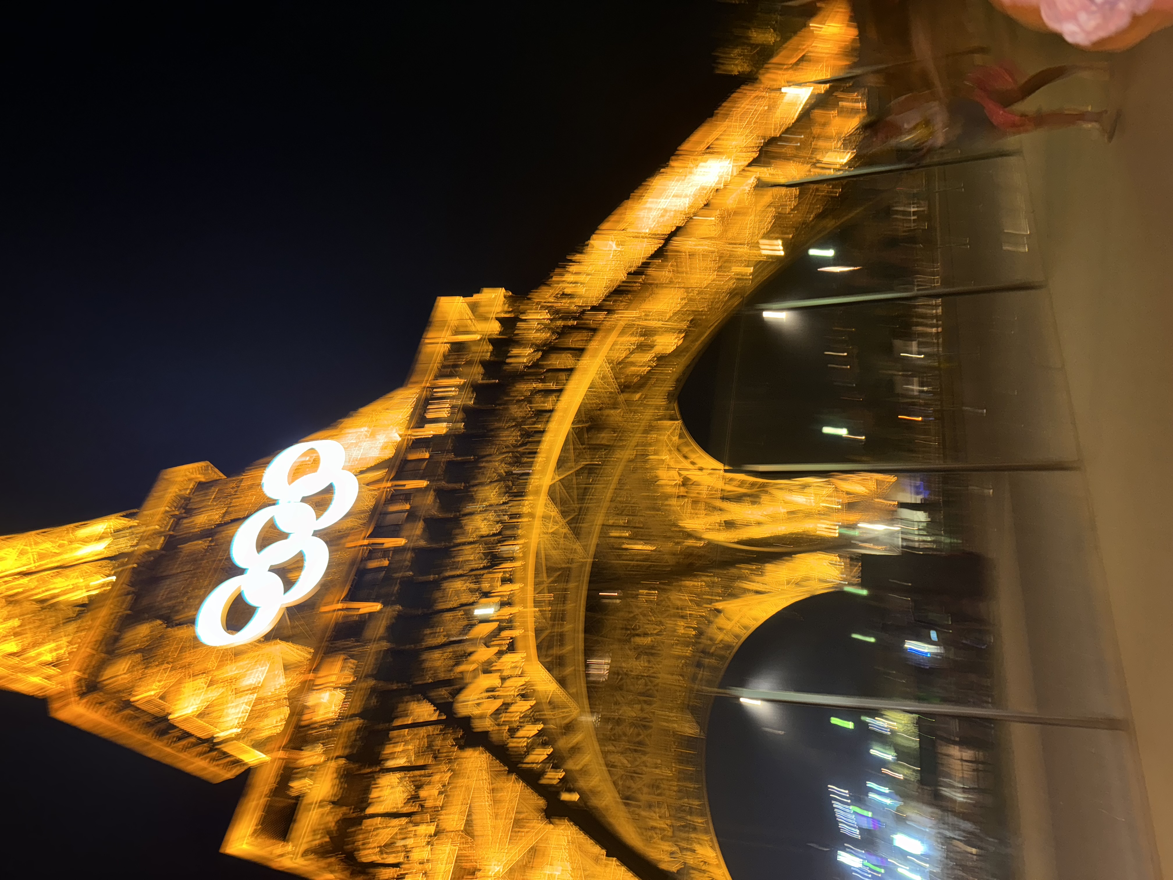 Eiffel Tower Olympic rings night